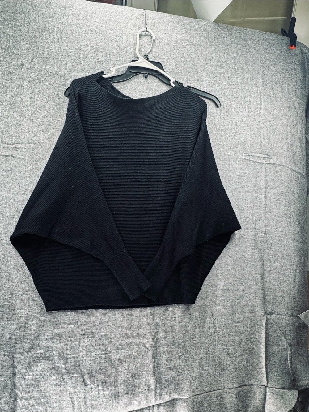 Philosophy Black Off-the-Shoulder Ribbed Knit Sweater
